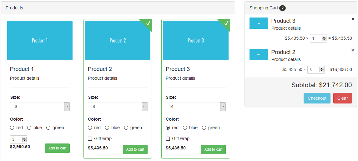 jQuery Smart Cart screenshot